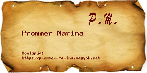 Prommer Marina névjegykártya